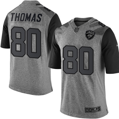 Men's Elite Julius Thomas Nike Jersey Gray - #80 Gridiron NFL Jacksonville Jaguars